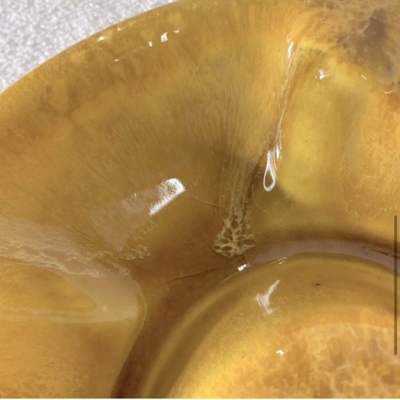 Vintage MCM Yellow  Pottery Ceramic Ashtray Trinket Dish - Picture 7 of 12